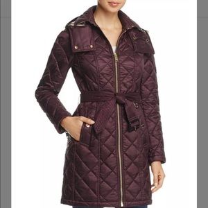 Burberry Baughton Quilted Burgundy Coat